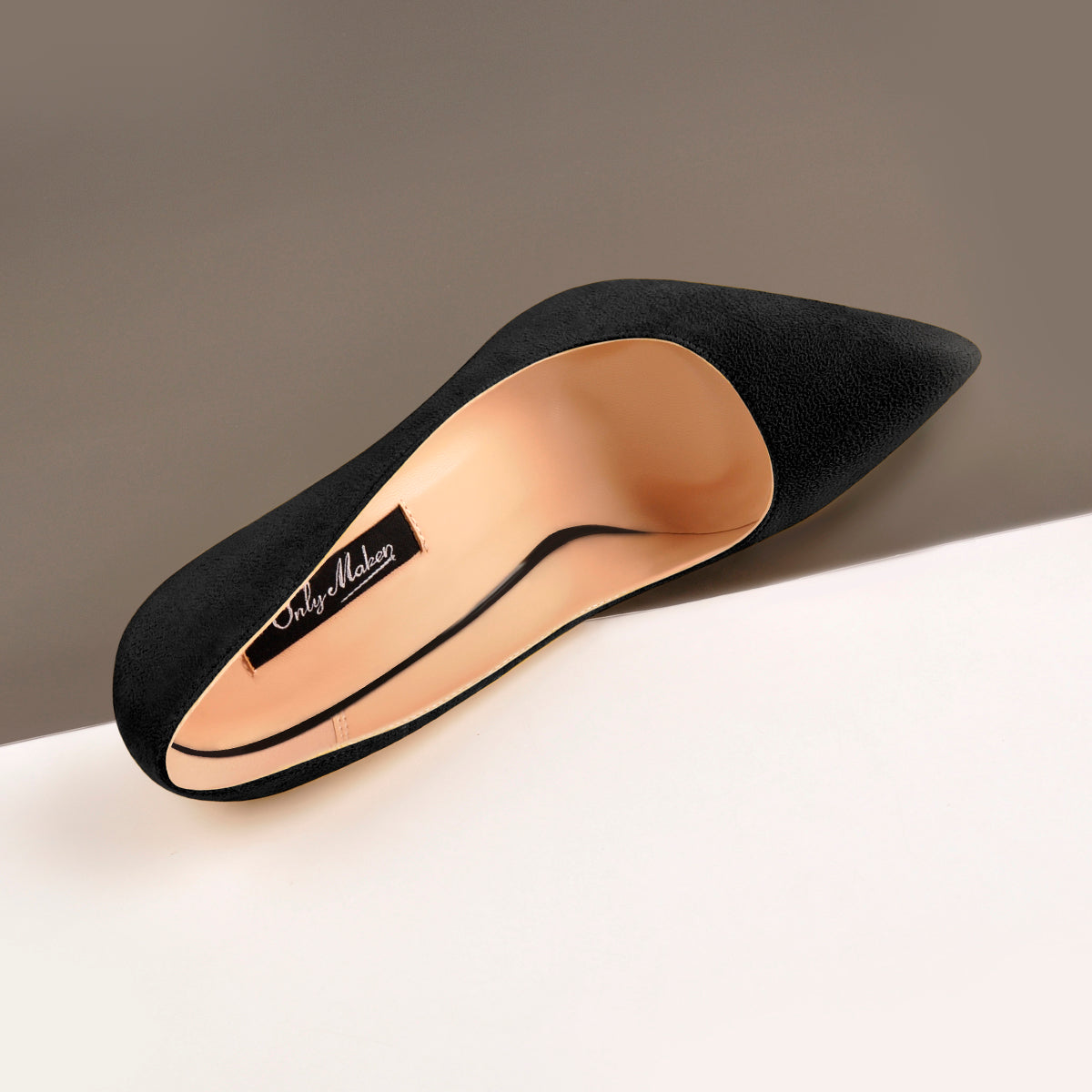 8cm 10cm 12cm Black Suede Pointed Toe Slip On High Heel Pumps - Image 3